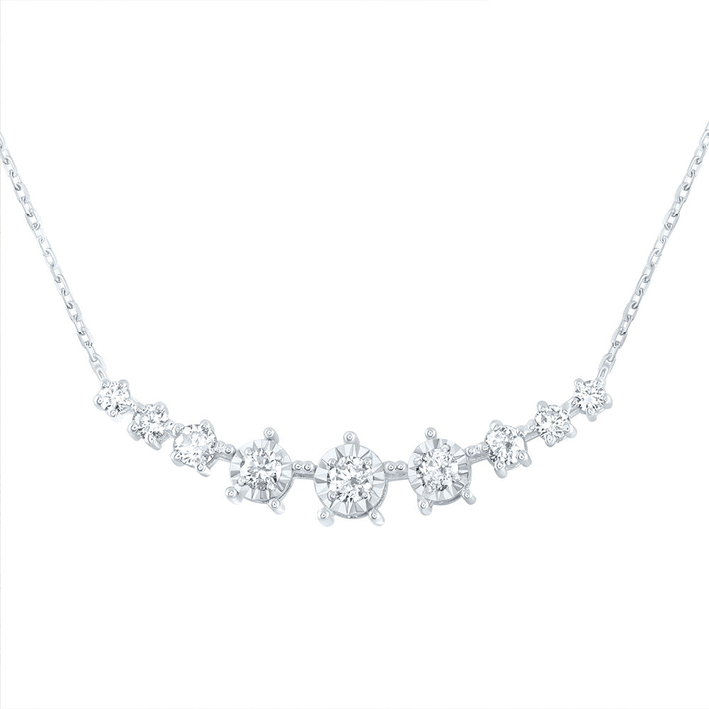 14kt White Gold 1/4 Cttw Diamond Fashion Necklace, Length: 18 Inch