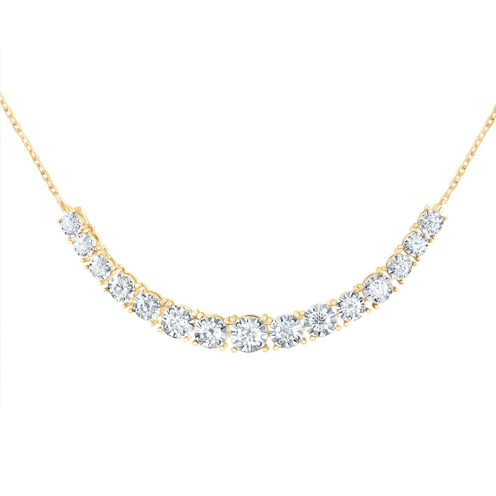 14kt Yellow Gold 1 1/5 Cttw Diamond Ana M Fashion Tennis Necklace, Length: 18 Inch