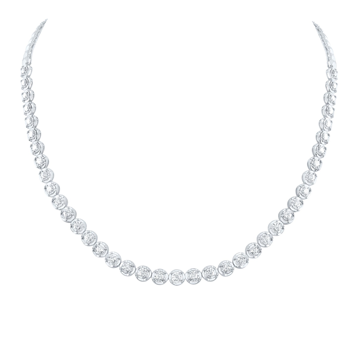 14kt White Gold 3 Cttw Diamond Fashion Tennis Necklace, Length: 18 Inch