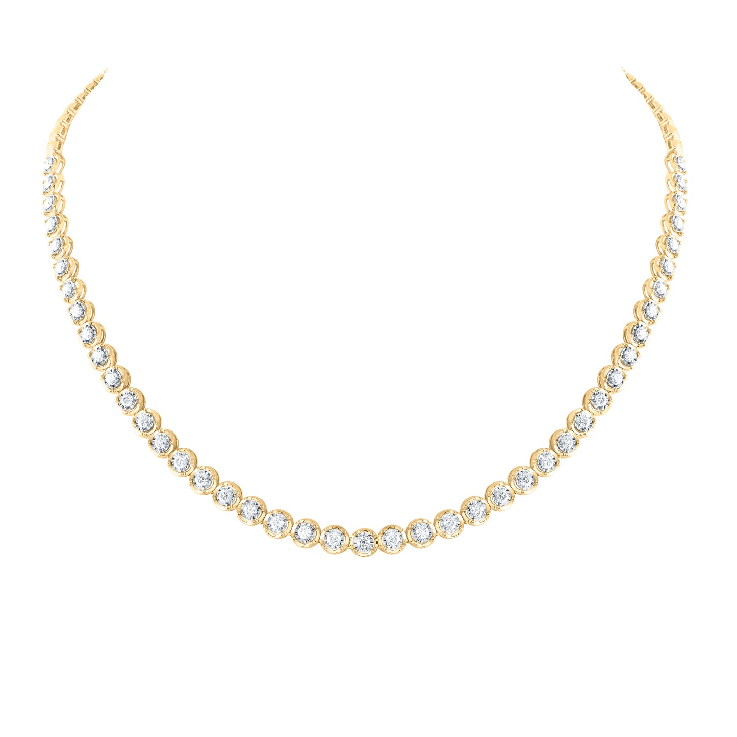 14kt Yellow Gold 2 3/4 Cttw Diamond Fashion Tennis Necklace, Length: 18 Inch