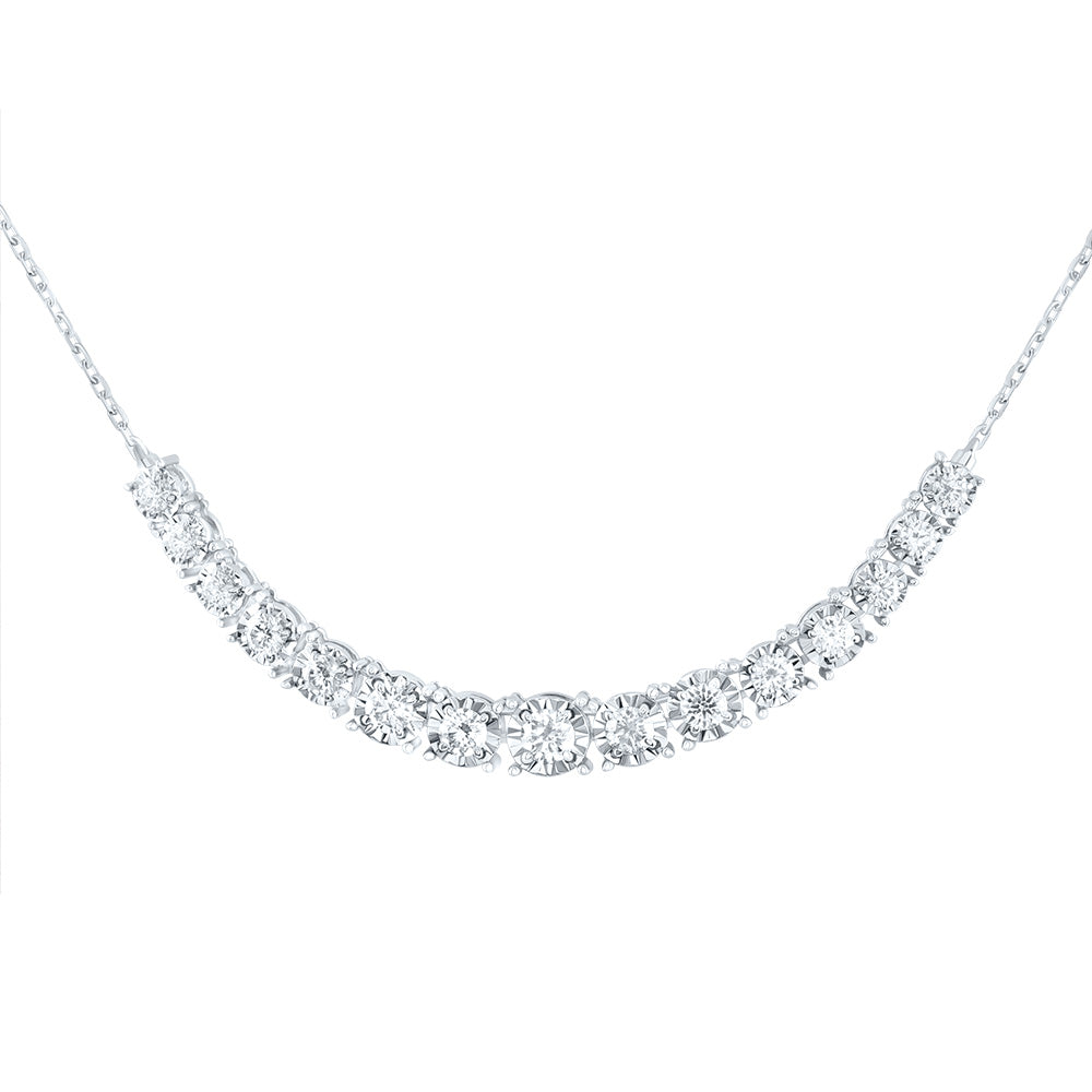 14kt White Gold 1 1/5 Cttw Diamond Ana M Fashion Tennis Necklace, Length: 18 Inch