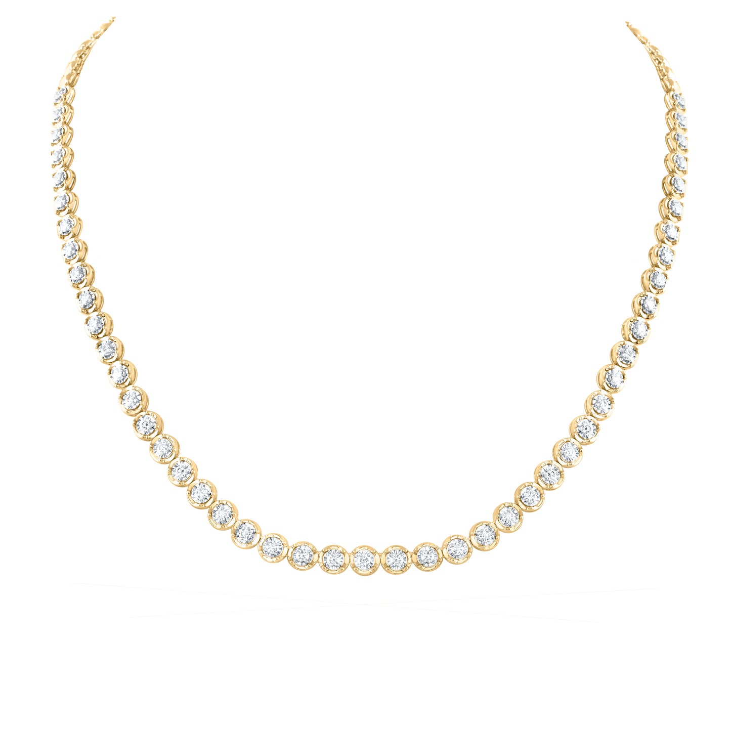 14kt Yellow Gold 2 3/8 Cttw Diamond Fashion Tennis Necklace, Length: 18 Inch