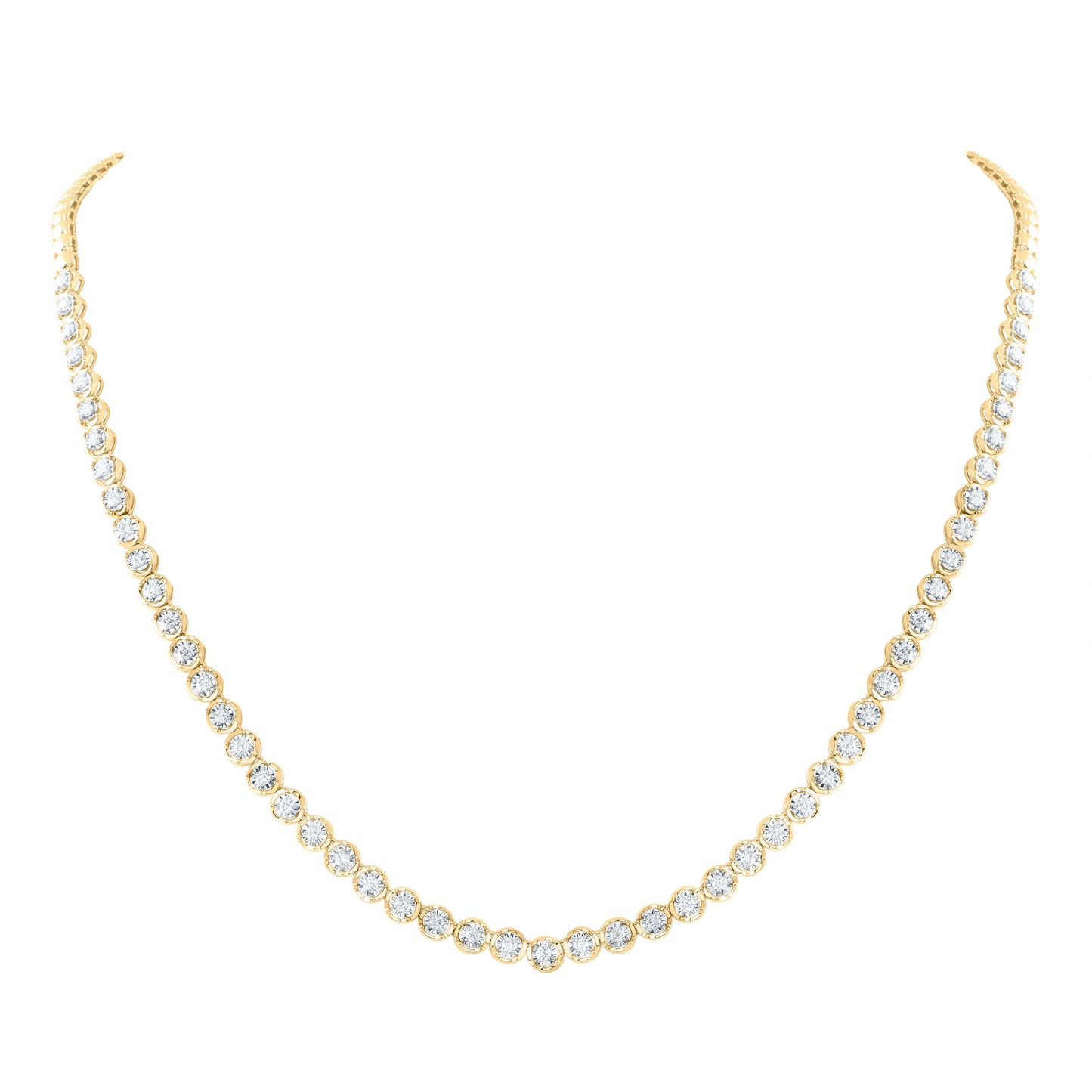 14kt Yellow Gold 1 5/8 Cttw Diamond Fashion Tennis Necklace, Length: 18 Inch