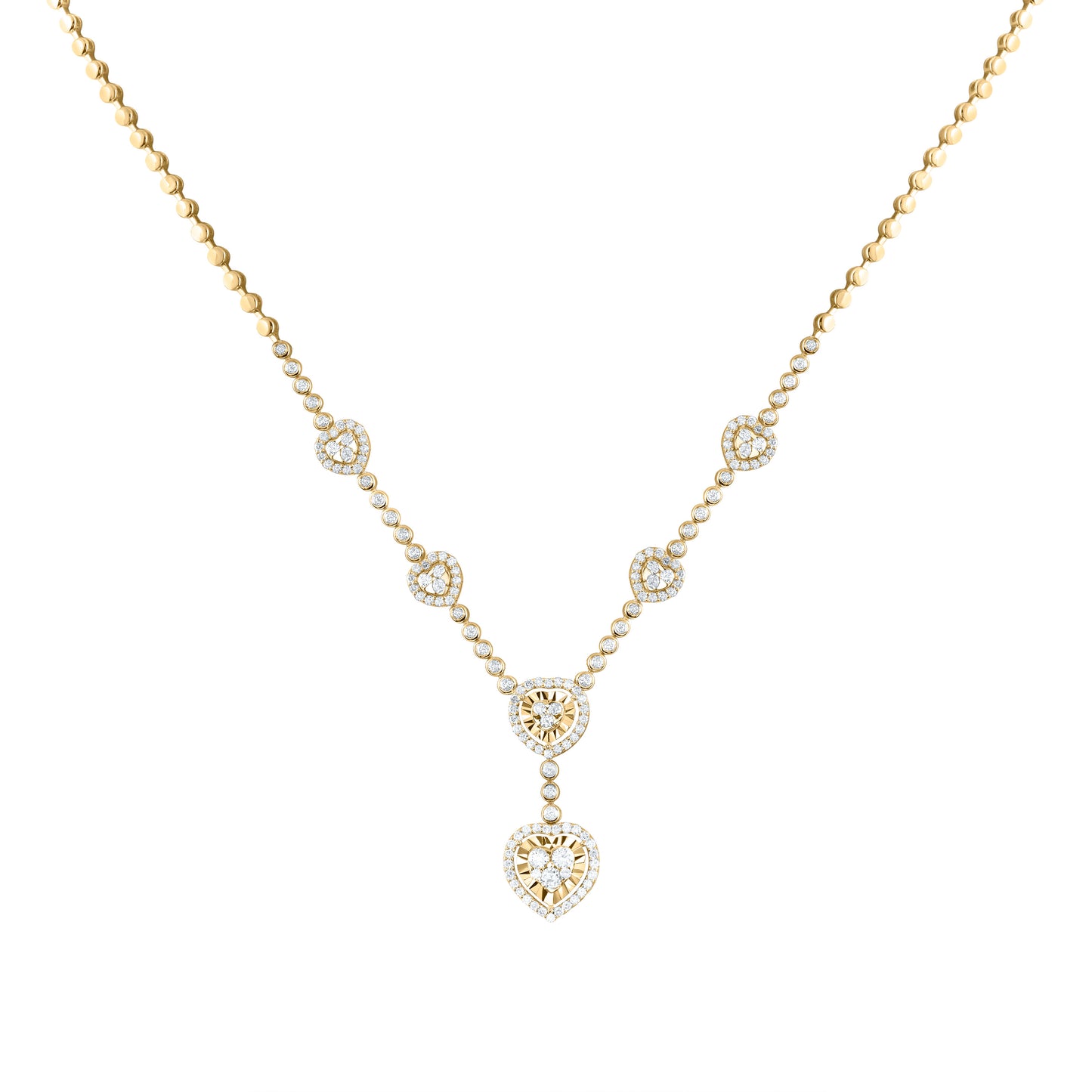 14kt Yellow Gold 1 1/5 Cttw Natural Diamond Fashion Heart Necklace, Length: 18 Inch
