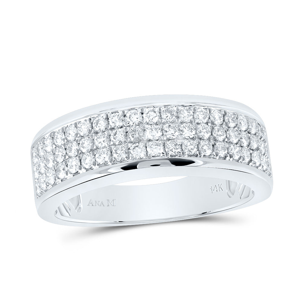 14kt White Gold 1 Cttw Diamond Ana M Mens Band, Men Size: 8-12