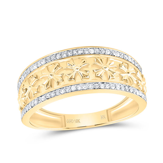 10kt Yellow Gold 1/4 Cttw Diamond Crome Cross Mens Ring, Men Size: 8-12