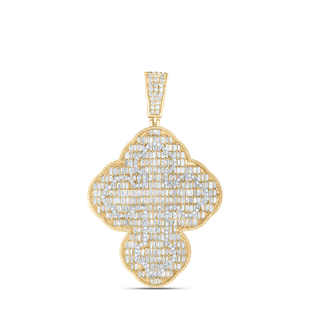 10kt Yellow Gold 3 1/2 Cttw Diamond Cross Mens Charm