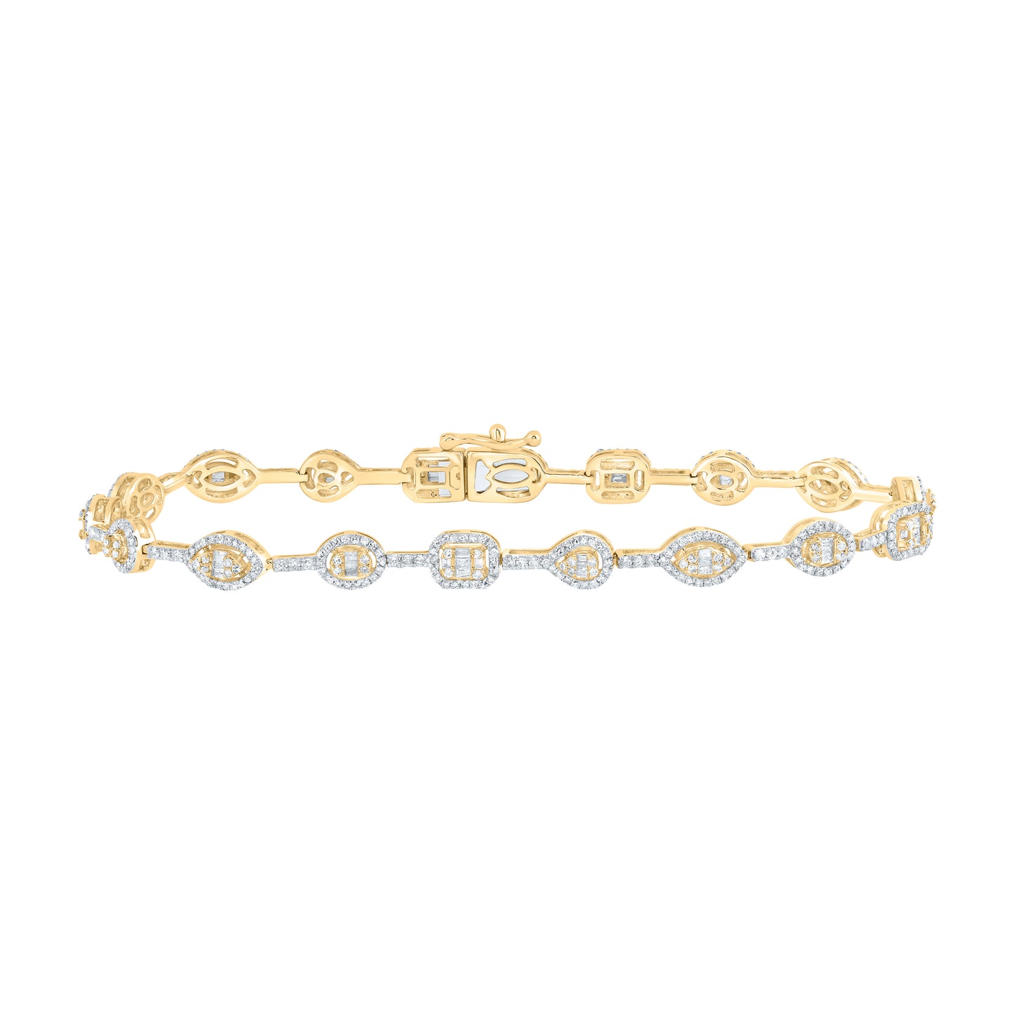 10kt Yellow Gold 1 3/8 Cttw Diamond Fashion Bracelet, Length: 7 Inch