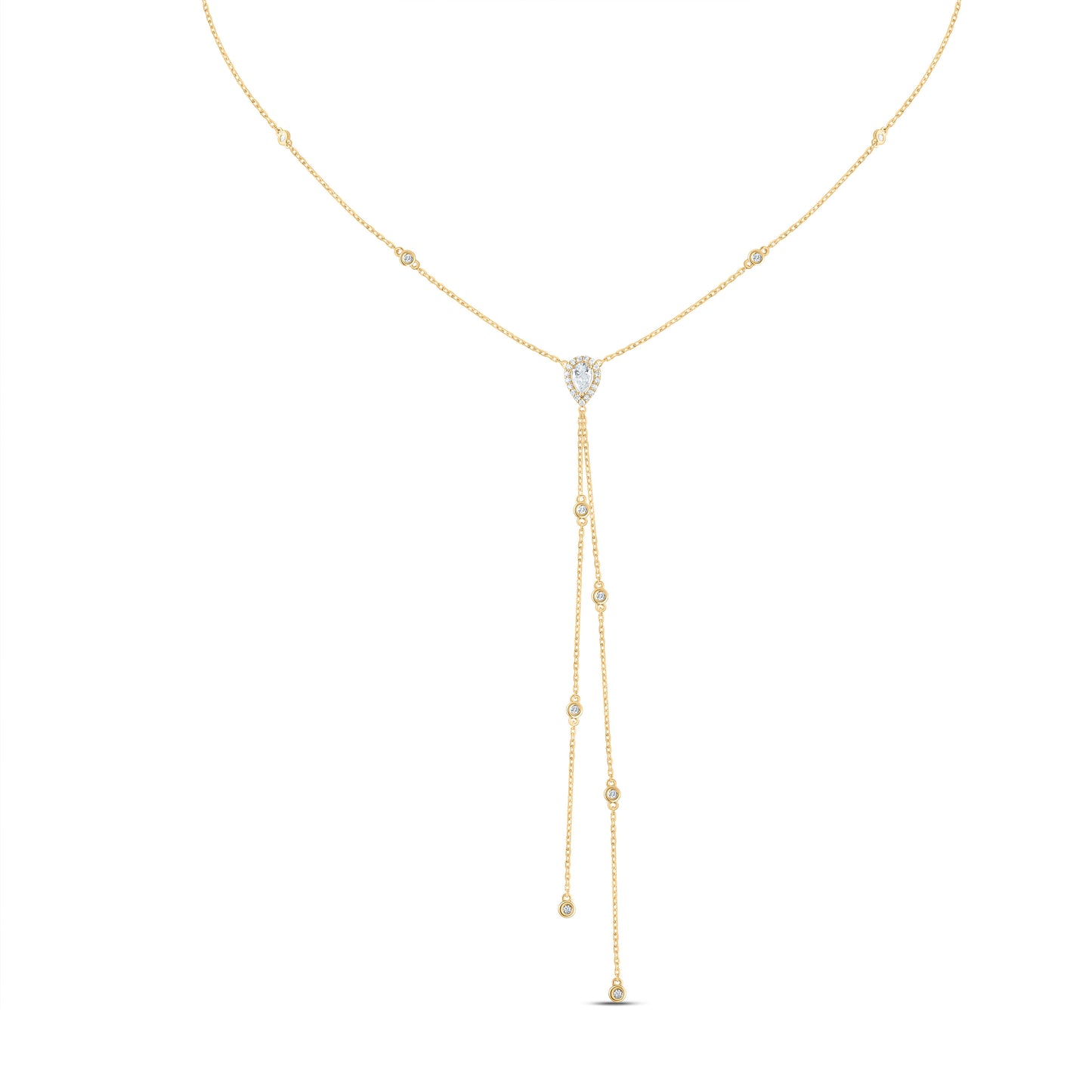 14kt Yellow Gold 1/2 Cttw Diamond and 1/4 Ct- Pear i1 Fashion Necklace, Length: 18 Inch