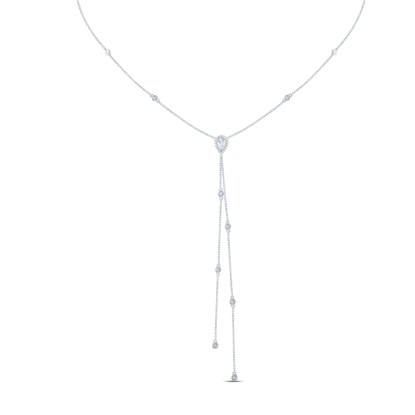14kt White Gold 1/2 Cttw Diamond and 1/4 Ct- Pear i1 Fashion Necklace, Length: 18 Inch