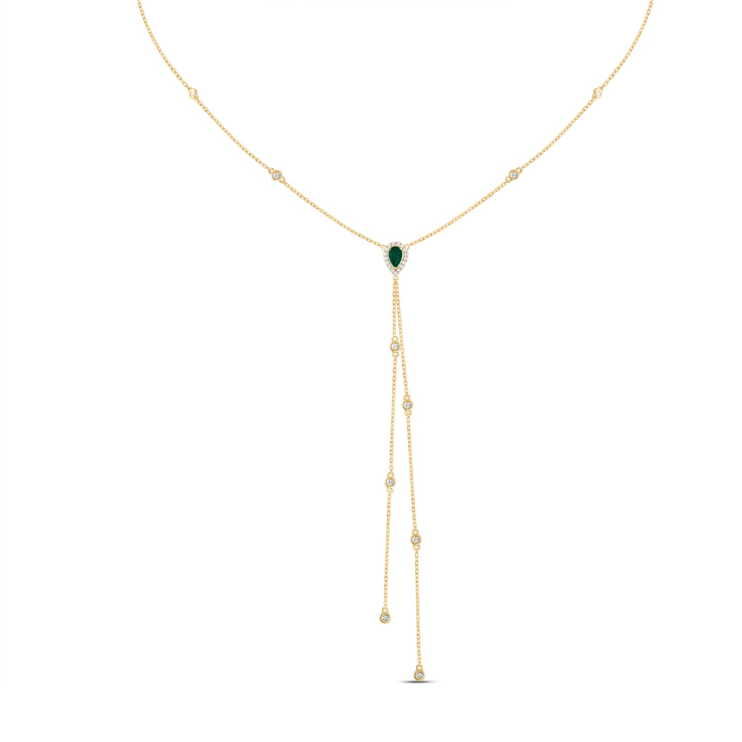 14kt Yellow Or White Or Rose Gold Diamond 5x3mm Pear Natural Gem Necklace, Length: 18 Inch