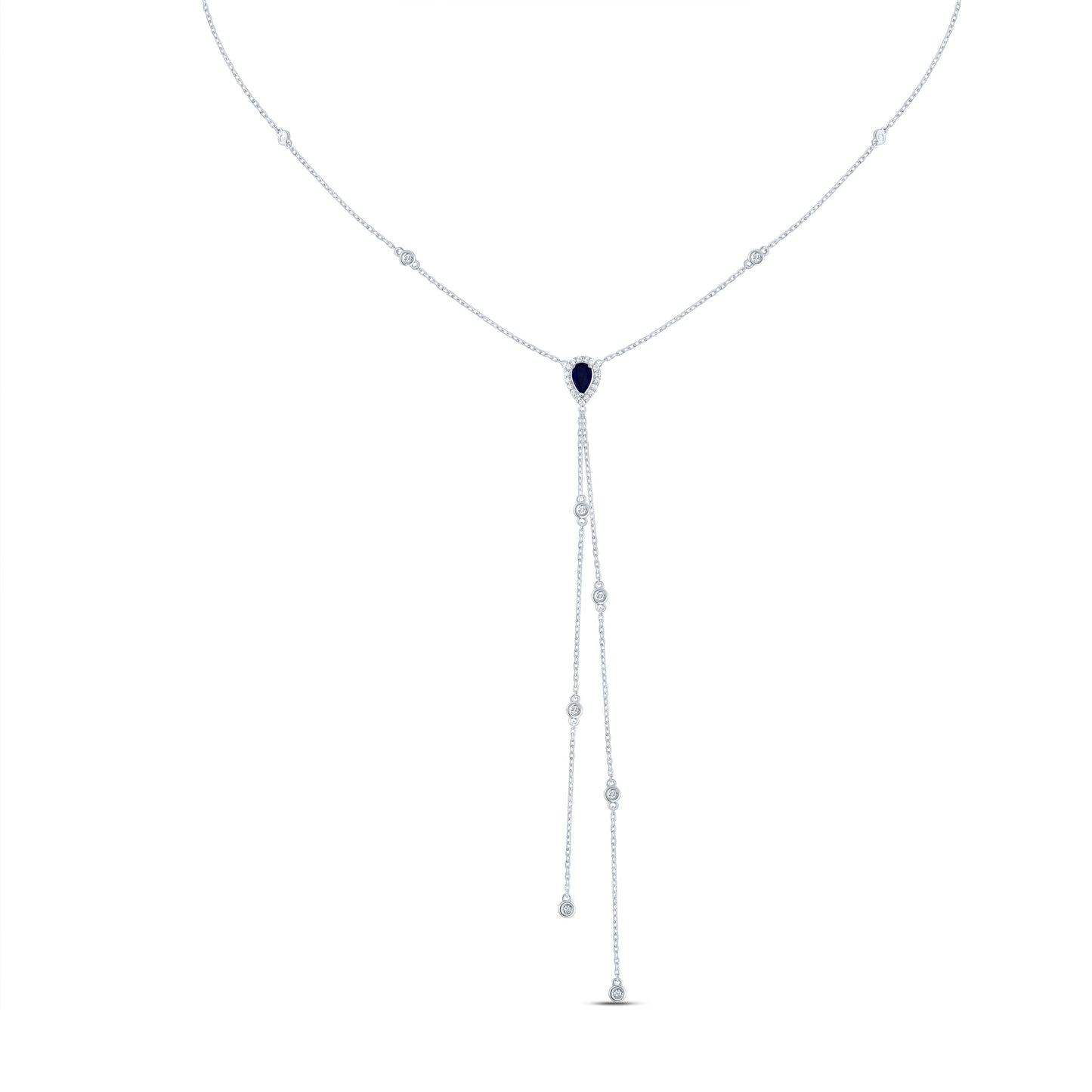 14kt Yellow Or White Or Rose Gold Diamond 5x3mm Pear Natural Gem Necklace, Length: 18 Inch