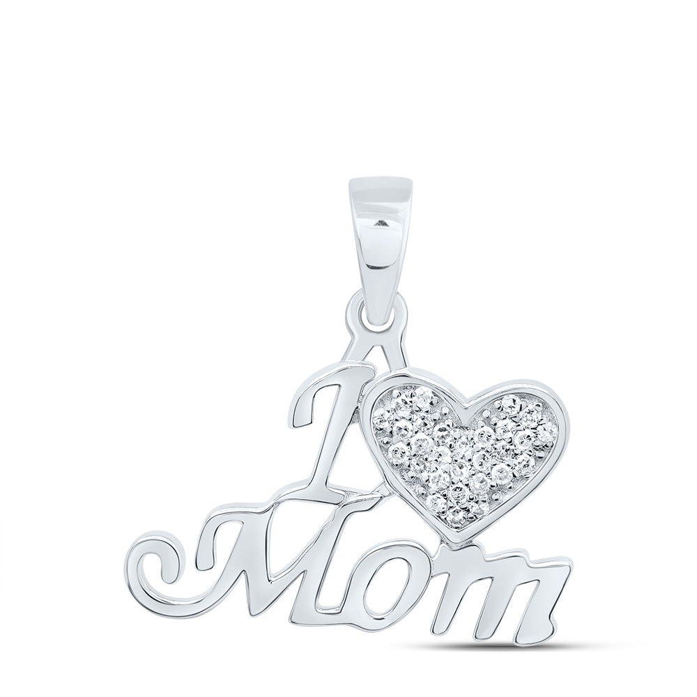 10kt Yellow Or White Or Rose Gold Diamond "i Love Mom" Pendant