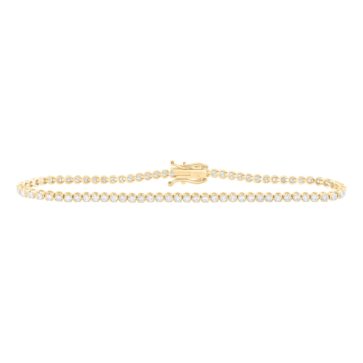 14kt Yellow Gold 1 1/3 Cttw Diamond Ana M Fashion Tennis Bracelet, Length: 7 Inch