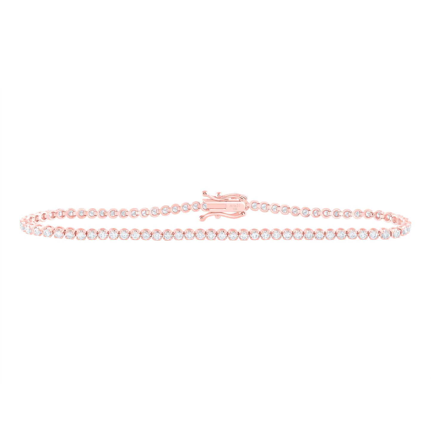 14kt Rose Gold 1 1/3 Cttw Diamond Ana M Fashion Tennis Bracelet, Length: 7 Inch