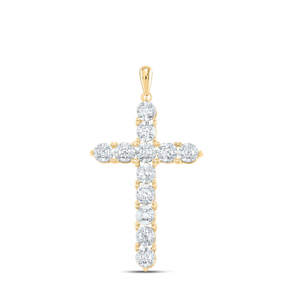 14kt Yellow Gold 1/3 Cttw Diamond Ana M Fashion Cross Pendant