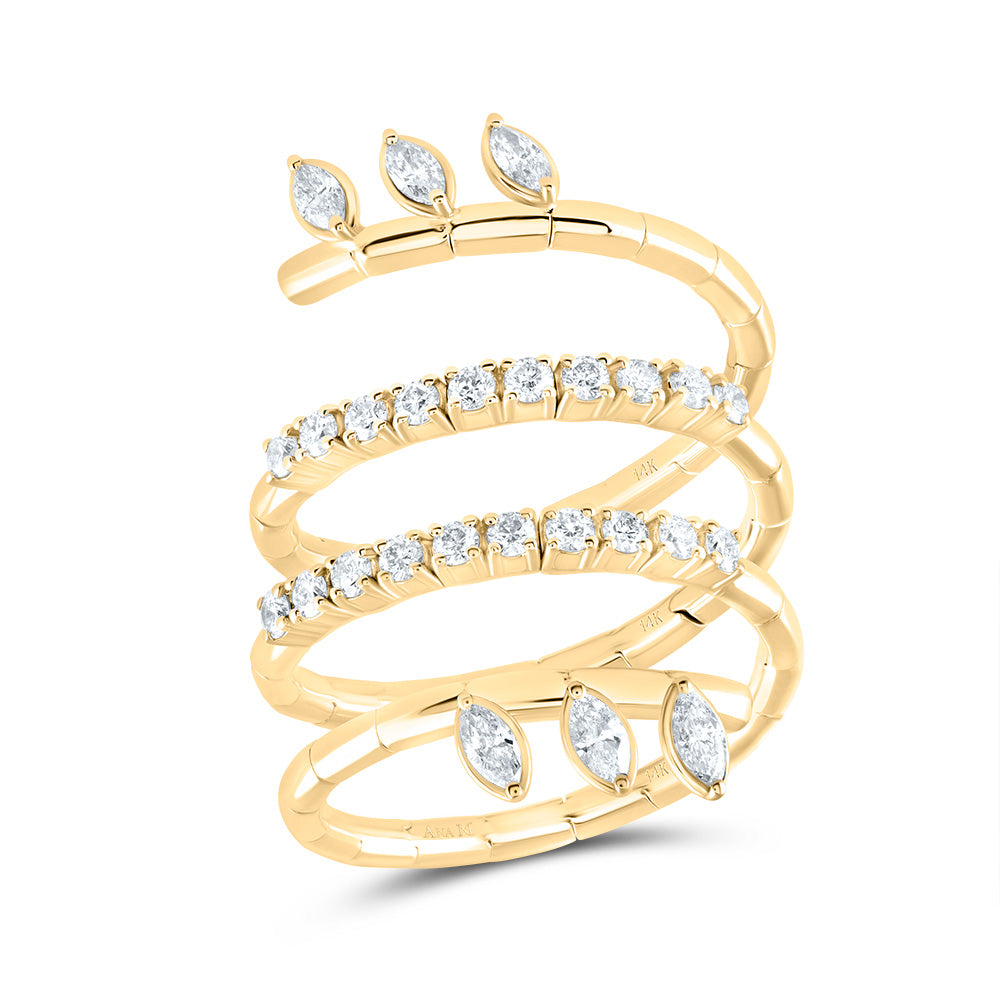 14kt Yellow Gold 3/4 Cttw Diamond Ana M and 1ct-mq-i1 Bridal Wedding Engagement Anniversary Ring, Women Size: 5-9