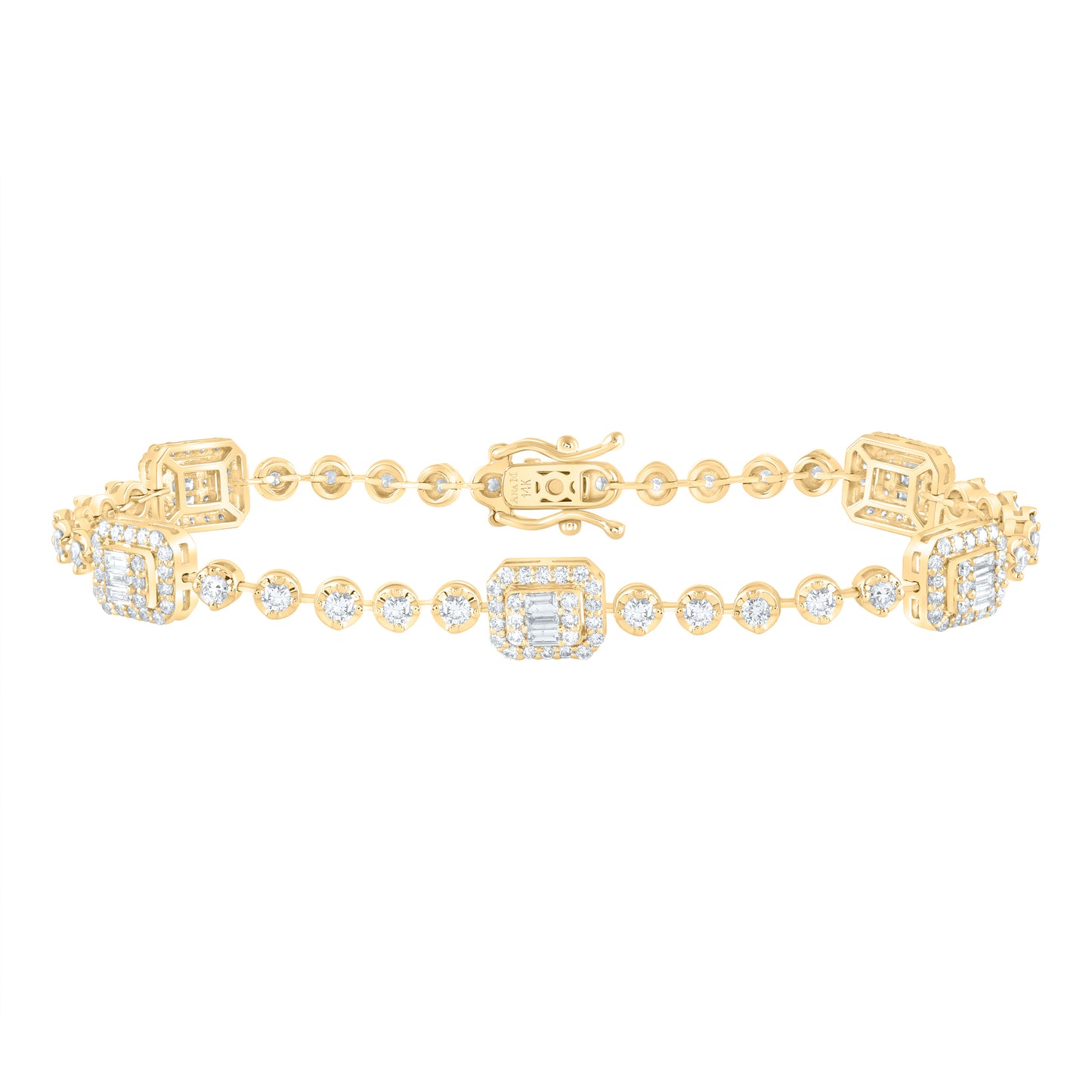 14kt Yellow Gold 2 1/3 Cttw Diamond Ana M Fashion Octagon Bracelet, Length: 7 Inch
