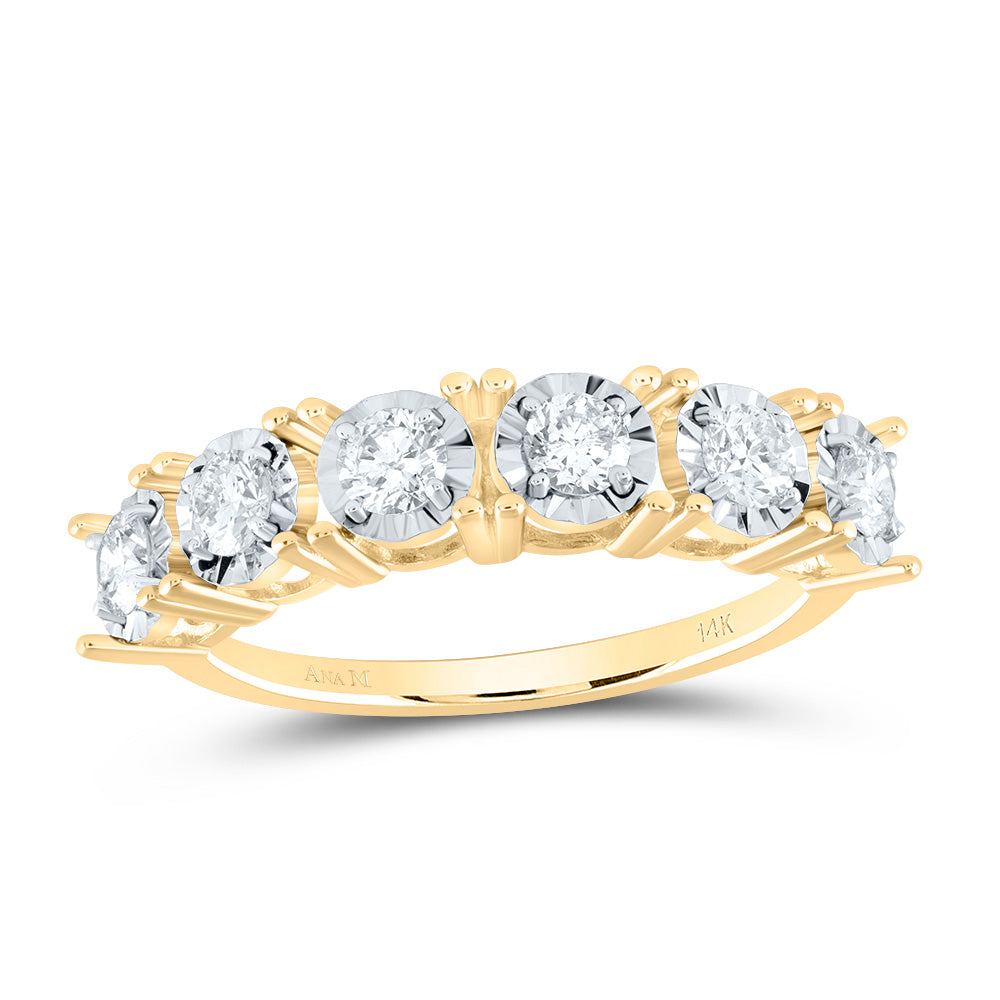 14kt Yellow Gold 3/4 Cttw Diamond Ana M Fashion Weeding Bridal Wedding Engagement Anniversary Womens Band, Women Size: 5-9