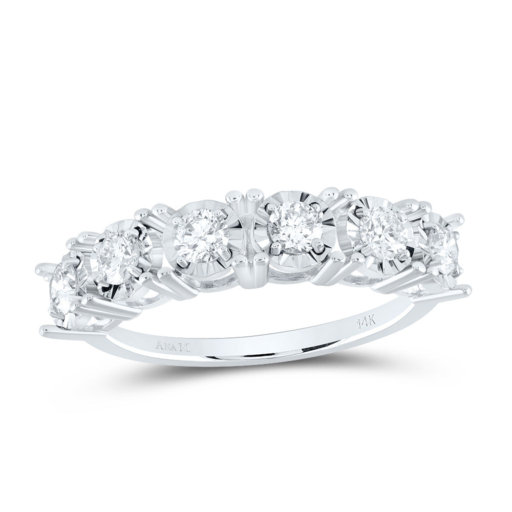 14kt White Gold 3/4 Cttw Diamond Ana M Fashion Weeding Bridal Wedding Engagement Anniversary Womens Band, Women Size: 5-9