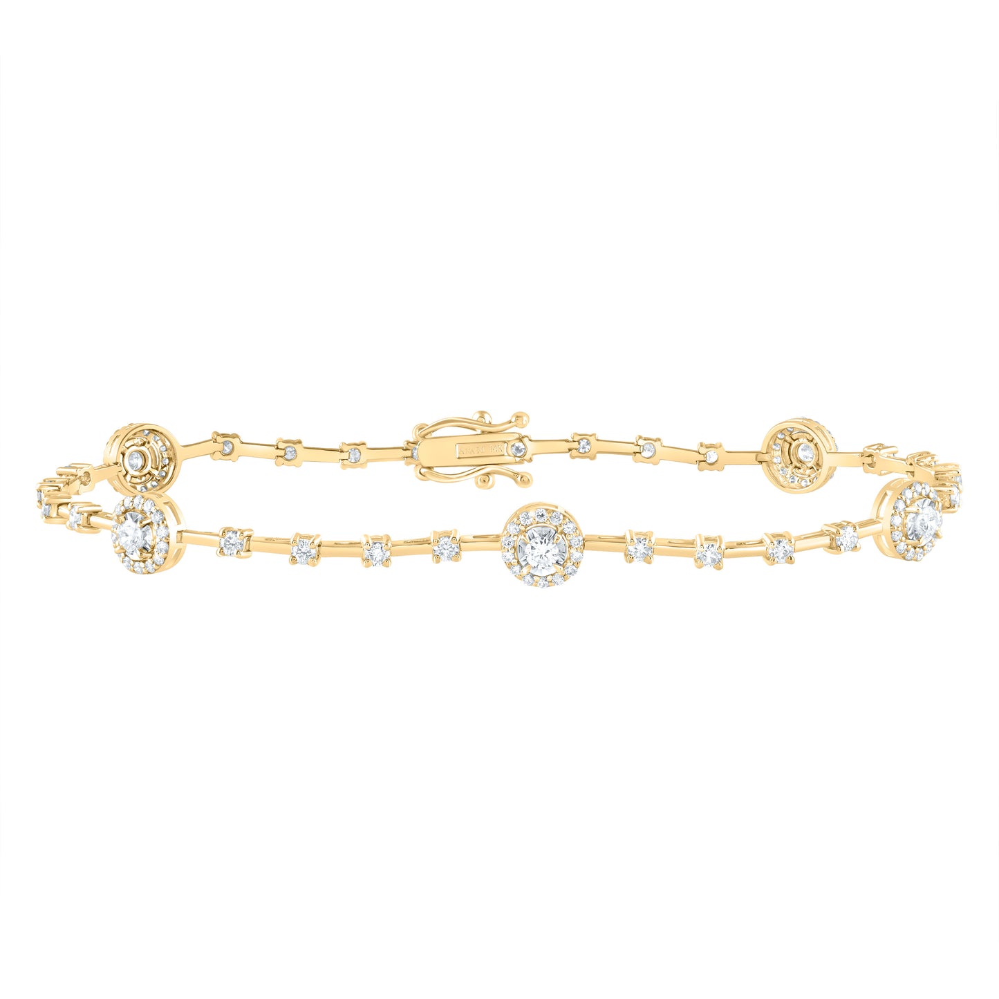 14kt Yellow Gold 1 1/2 Cttw Diamond Ana M Fashion Round Bracelet, Length: 7 Inch