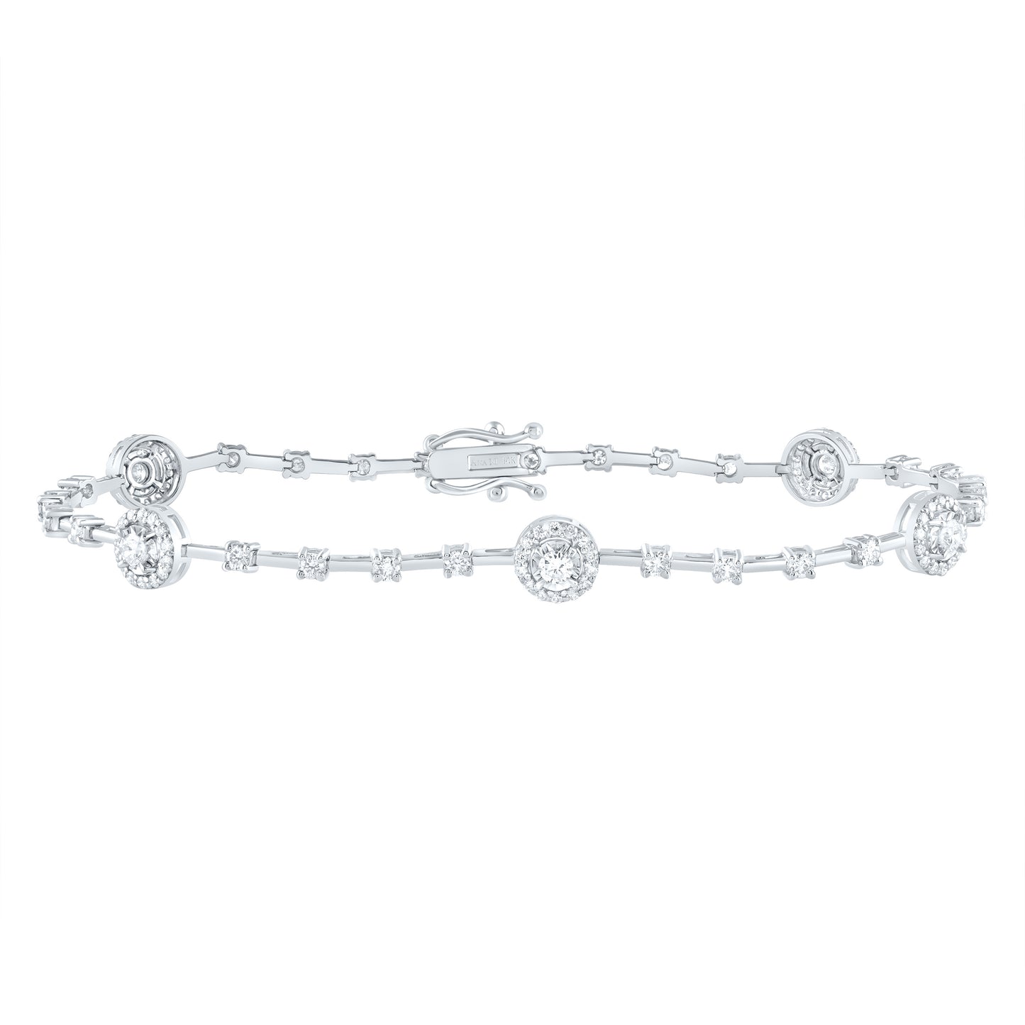 14kt White Gold 1 1/2 Cttw Diamond Ana M Fashion Round Bracelet, Length: 7 Inch