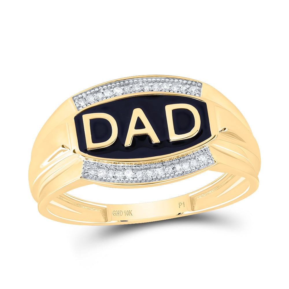 10k Yellow White Gold 1/12 Cttw Diamond Dad Men Wedding Engagement Anniversary Ring, Women Size: 5-9