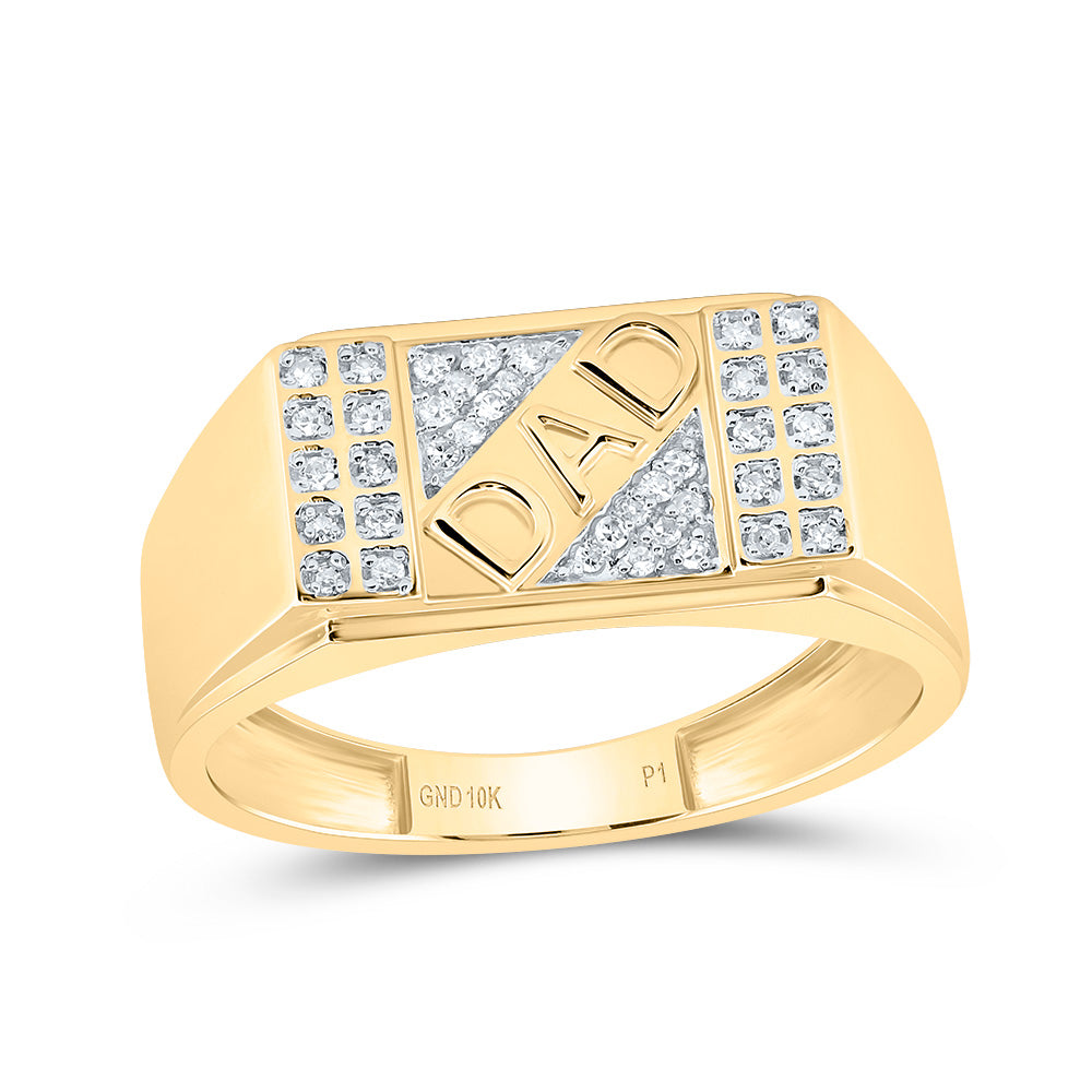 10kt Yellow Gold 1/8 Cttw Diamond Dad Men Wedding Engagement Anniversary Ring, Women Size: 5-9