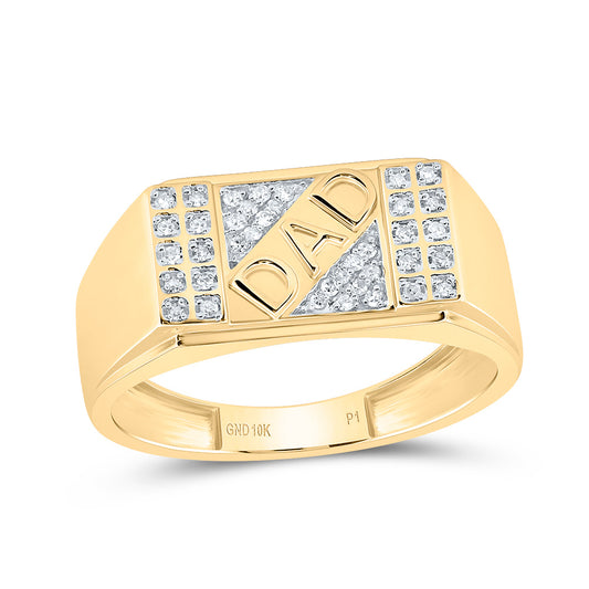 10kt Yellow Gold 1/8 Cttw Diamond Dad Men Wedding Engagement Anniversary Ring, Women Size: 5-9