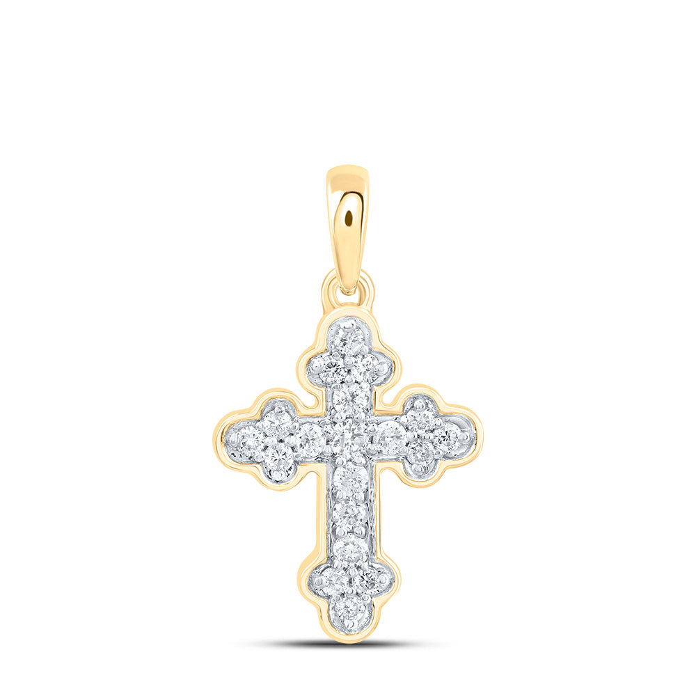 10kt Yellow Gold 1/8 Cttw Diamond Cross Pendant