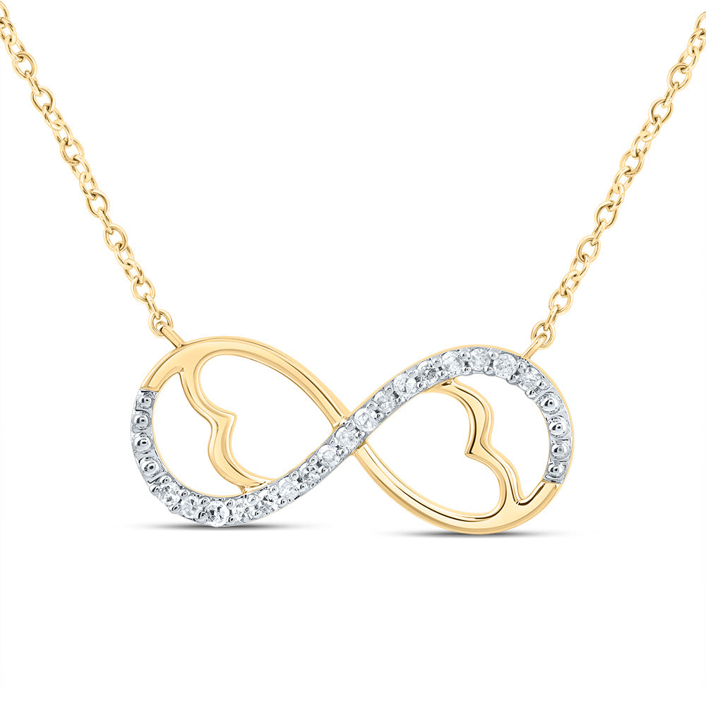 10K Yellow Gold 1/12 Ctw Natural Diamond Infinity Necklace (18 Inch)