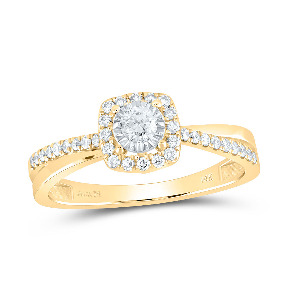 14kt Yellow Gold 1/3 Cttw Diamond Ana M Cushion Bridal Wedding Engagement Anniversary Ring, Women Size: 5-9