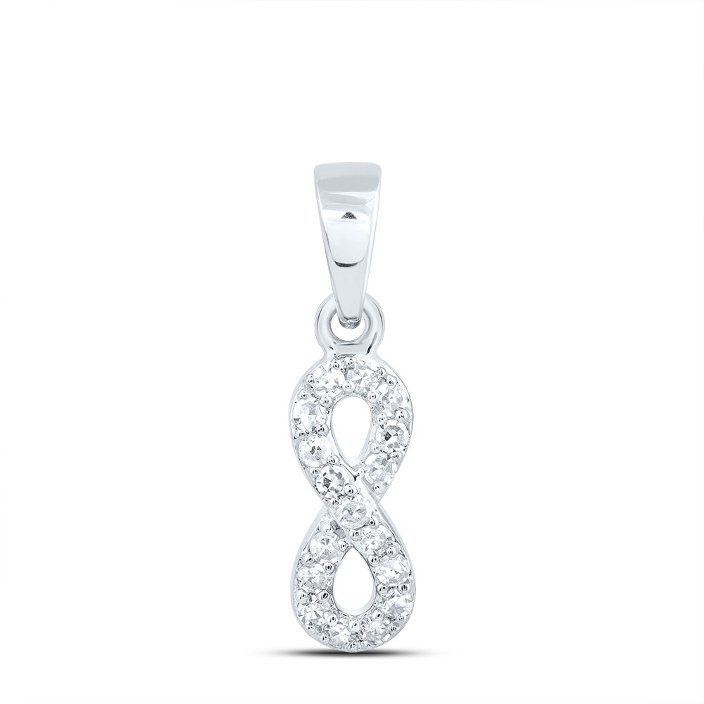 10kt White Gold 1/10 Cttw Diamond Infinity Pendant