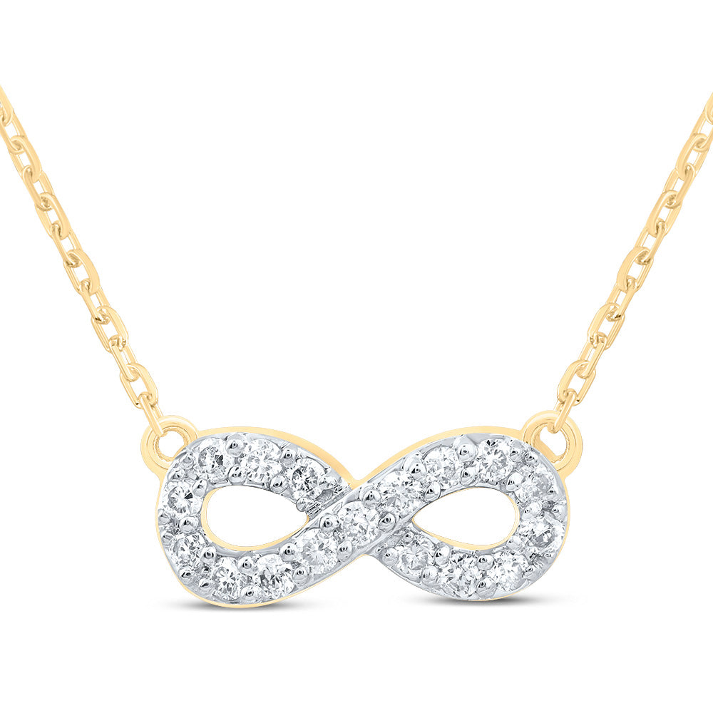 10kt Yellow Gold 1/8 Cttw Diamond Infinity Necklace, Length: 18 Inch
