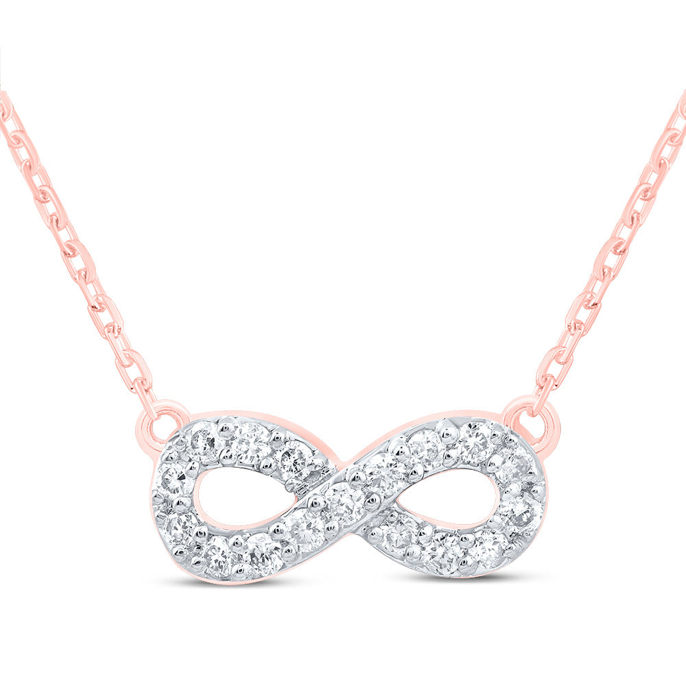 10kt Rose Gold 1/8 Cttw Diamond Infinity Necklace, Length: 18 Inch