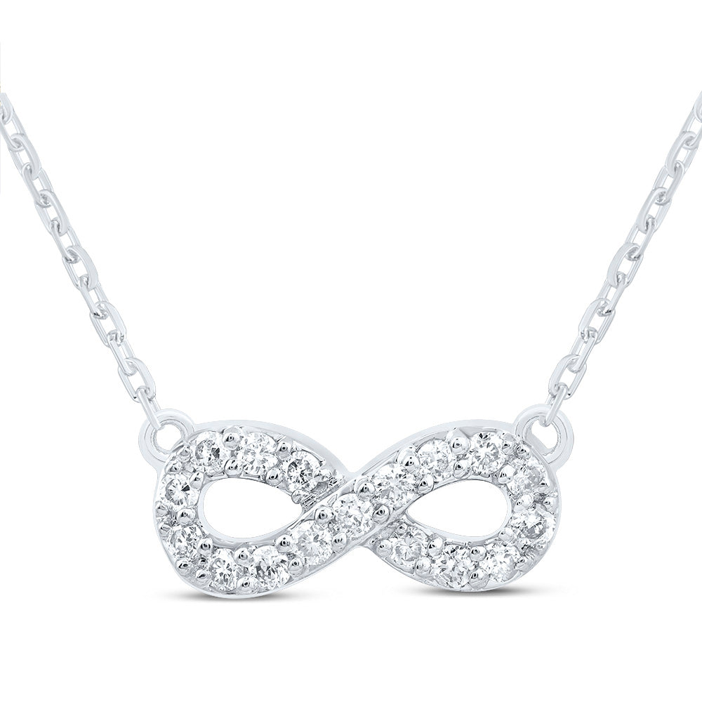 10kt White Gold 1/8 Cttw Diamond Infinity Necklace, Length: 18 Inch