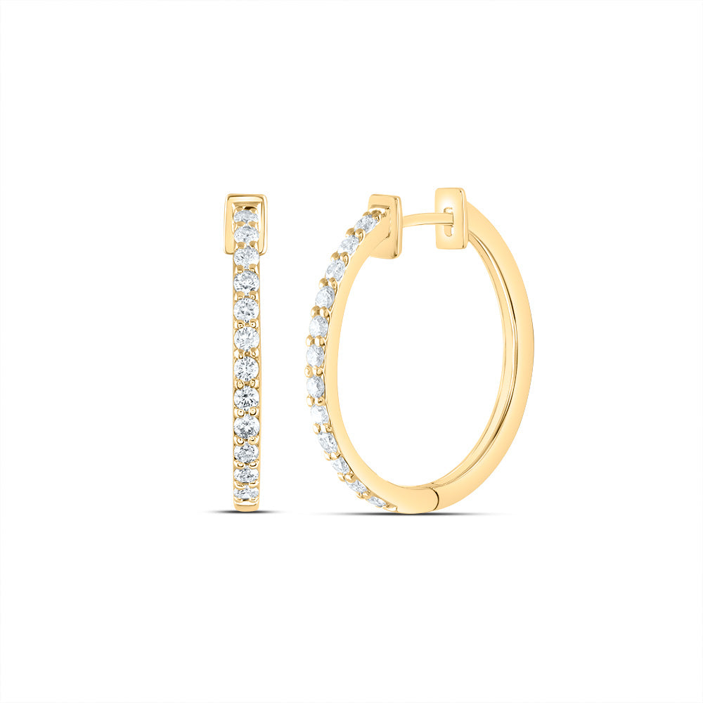 14kt Yellow Gold 3/4 Cttw Diamond Fashion Hoop Earring