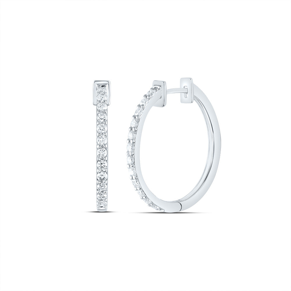 14kt White Gold 3/4 Cttw Diamond Fashion Hoop Earring