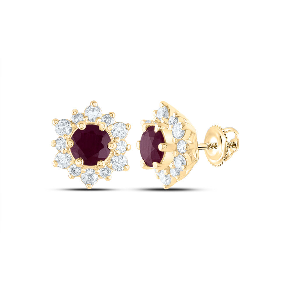 14kt Yellow Or White Gold Diamond Ana M 4.5mm Round Natural Gem Stud Earring