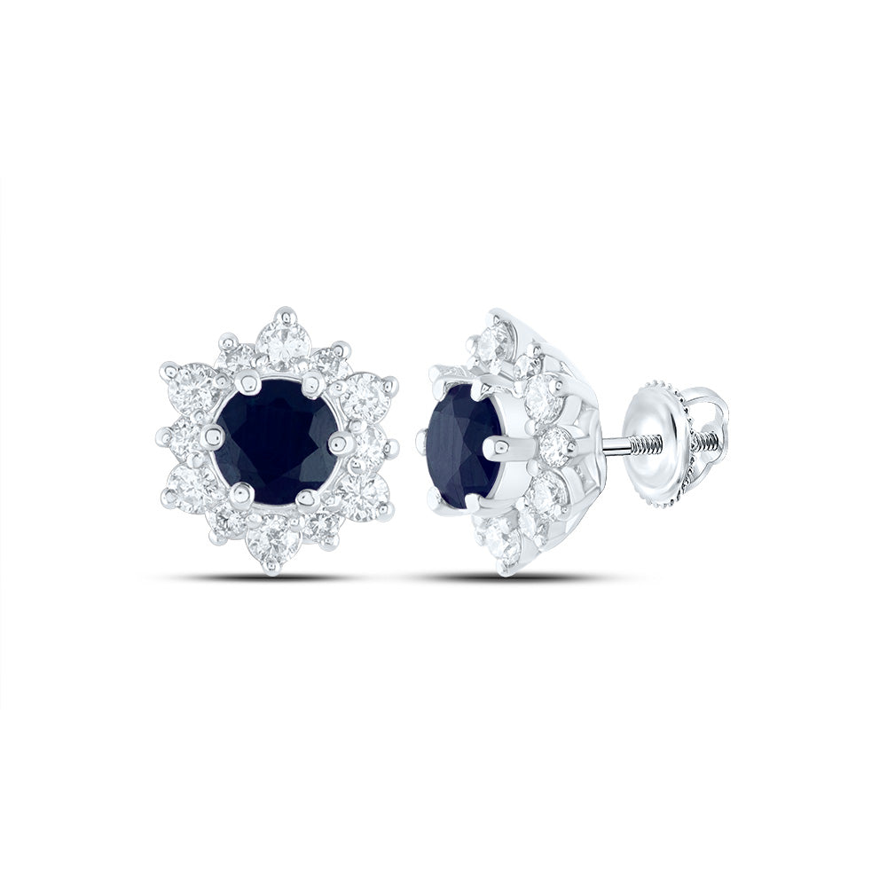14kt Yellow Or White Gold Diamond Ana M 4.5mm Round Natural Gem Stud Earring