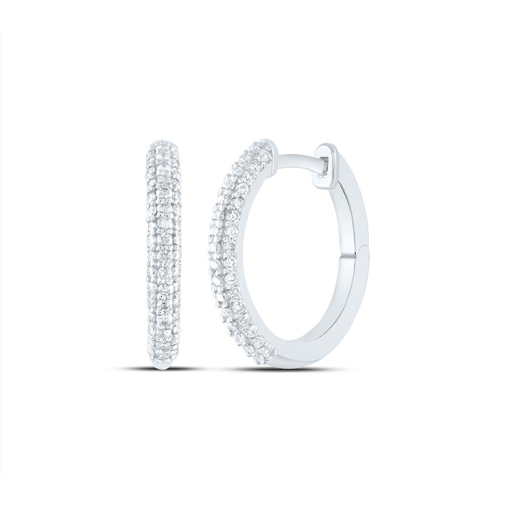 14kt White Gold 3/8 Cttw Diamond Fashion Hoop Earring