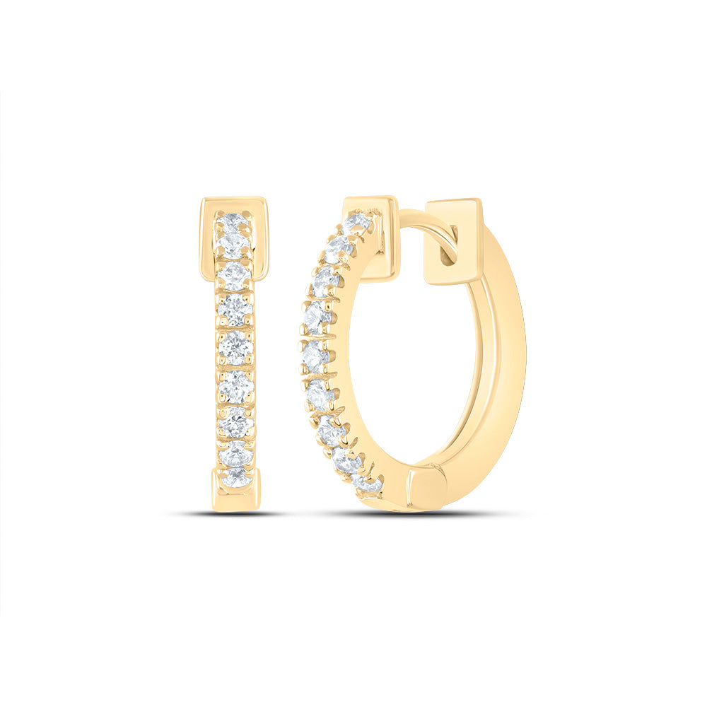 14kt Yellow Gold 1/4 Cttw Diamond Fashion Hoop Earring