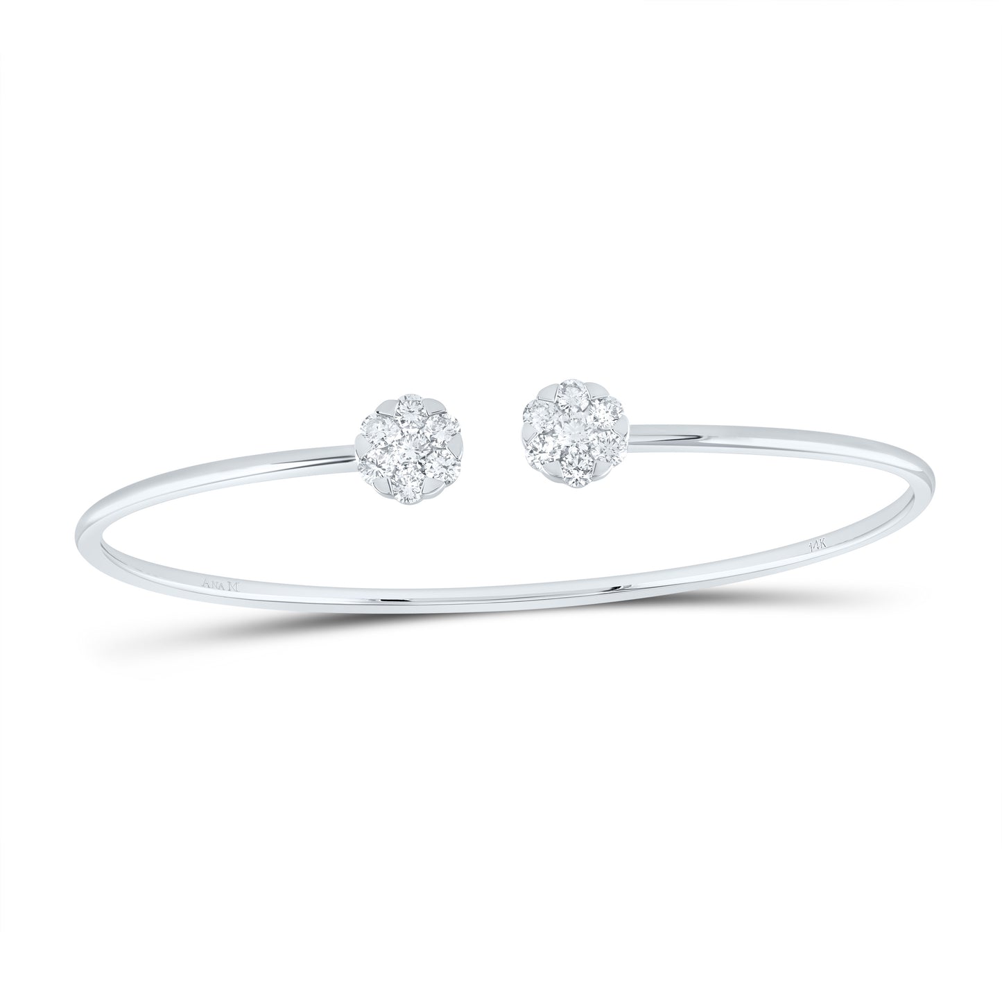 14kt White Gold 7/8 Cttw Diamond Ana M Flower Bangle