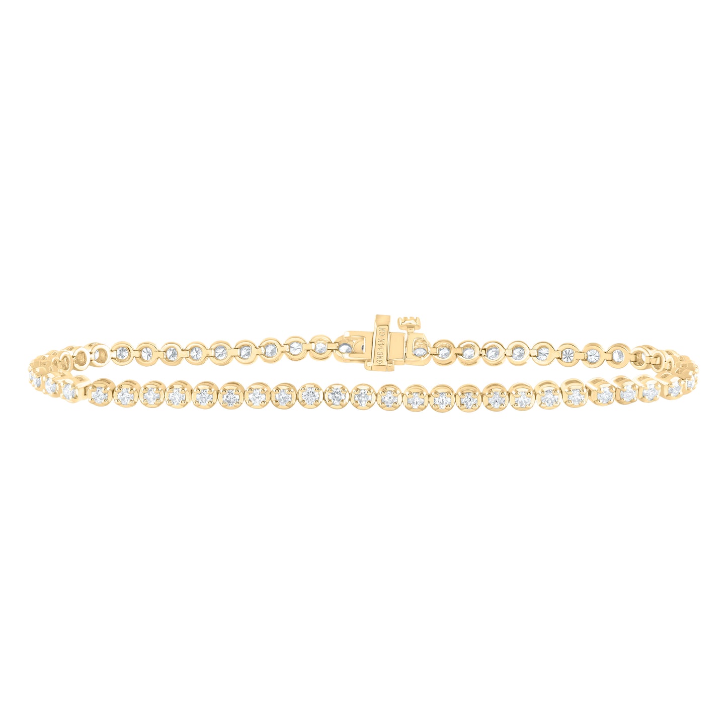 14kt Yellow Gold 1 3/4 Cttw Diamond Fashion Round Tennis Bracelet, Length: 7 Inch