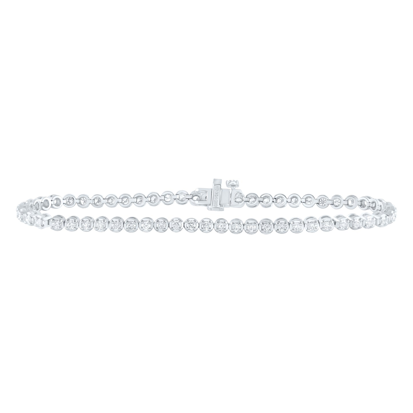 14kt White Gold 1 3/4 Cttw Diamond Fashion Round Tennis Bracelet, Length: 7 Inch