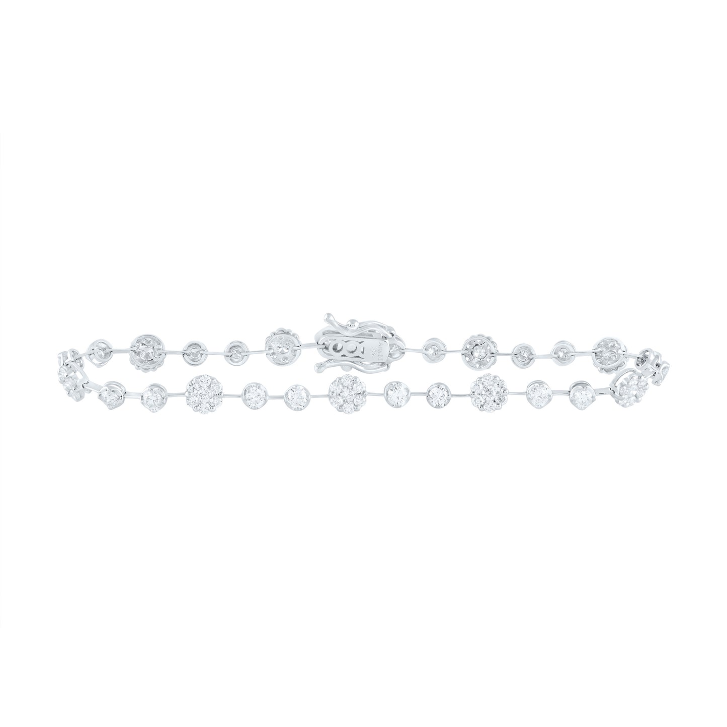 14kt White Gold 2 1/2 Cttw Diamond Ana M Fashion Flower Bracelet, Length: 7 Inch