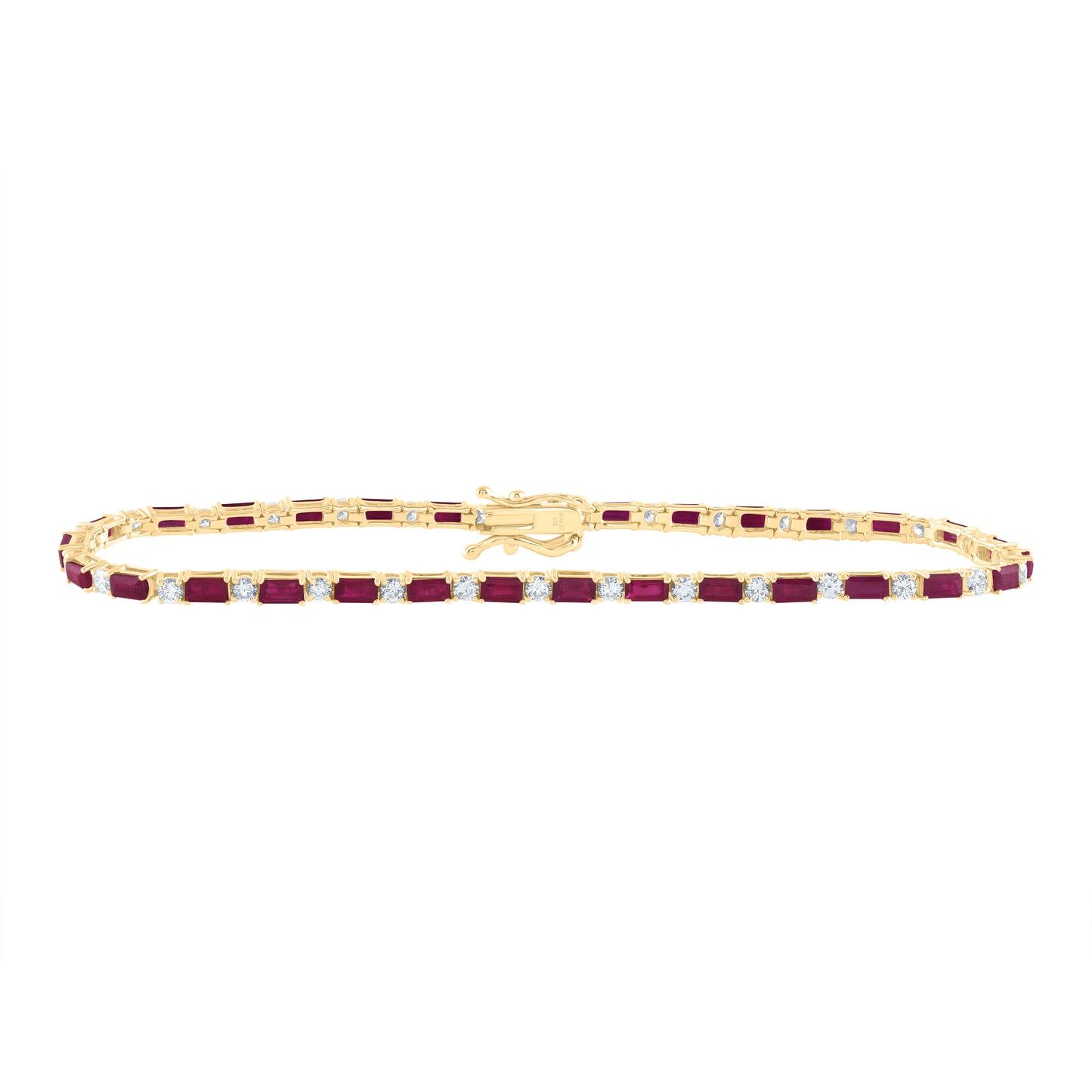 14kt Yellow Gold 1 Cttw Diamond Ana M 3 7/8 Cttw Bag Ruby Natural Gem Fashion Bracelet, Length: 7 Inch