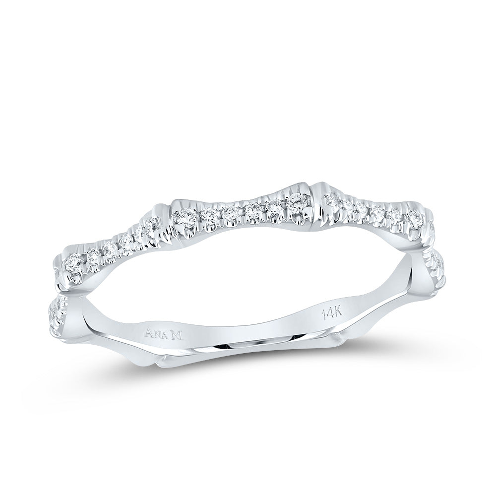 14kt White Gold 1/8 Cttw Diamond Ana M Wedding Engagement Fashion Band, Women Size: 5-9