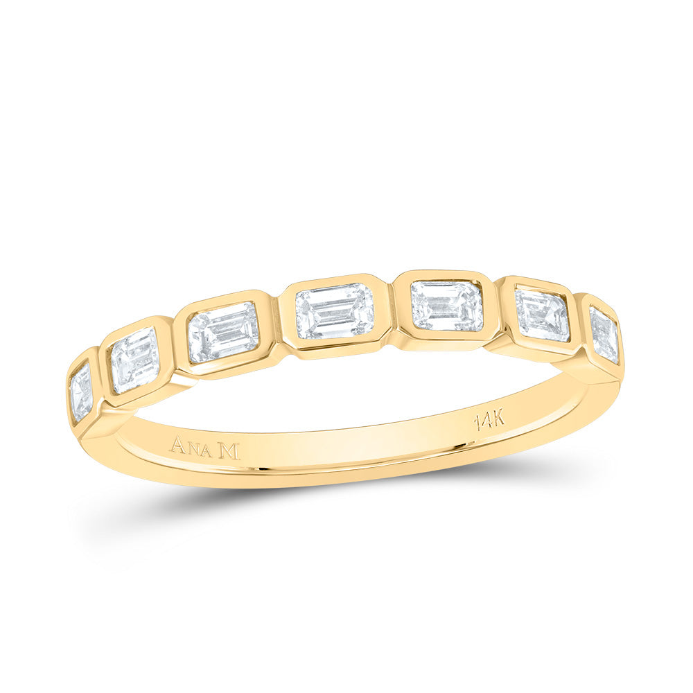 14kt Yellow Gold 5/8 Cttw Diamond Ana M Fashion Octagon Wedding Engagement Anniversary Band, Women Size: 5-9