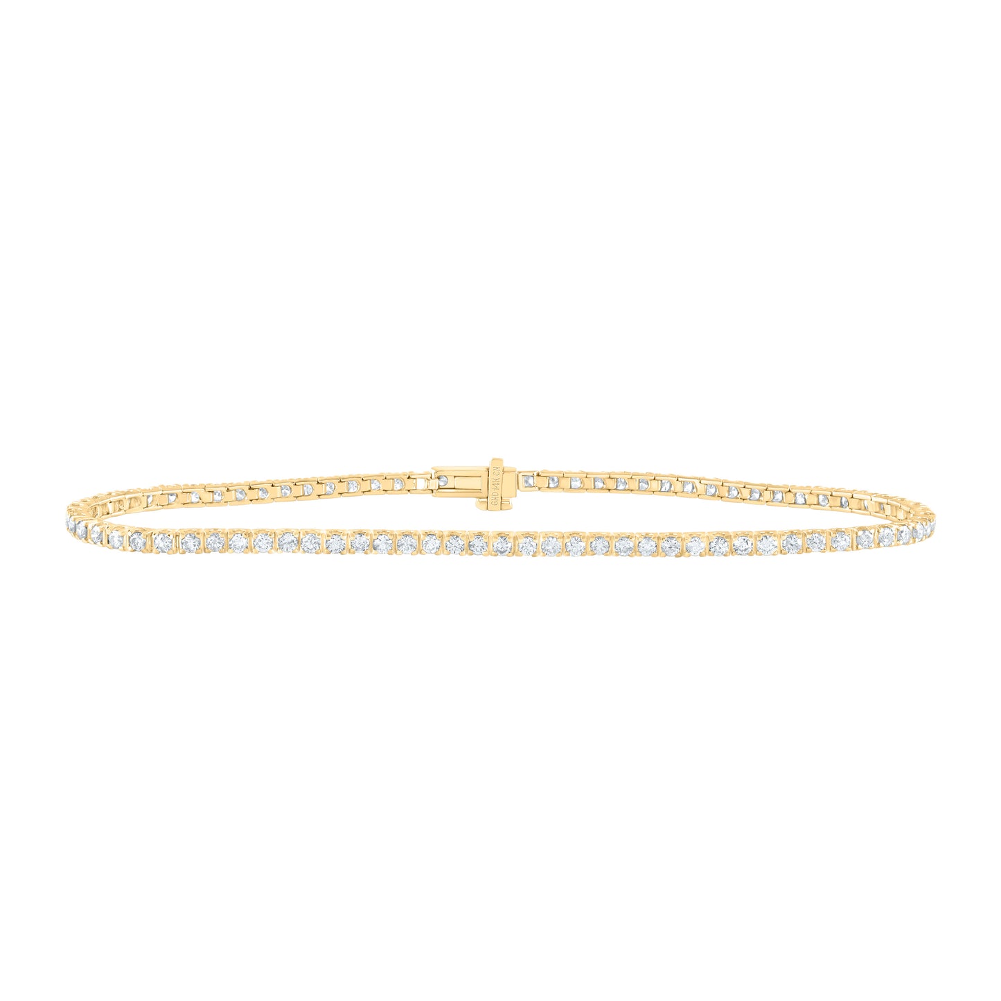 14K Yellow Gold 1 3/4Ctw Natural Diamond Cn Fashion Tennis Bracelet (7 Inch)